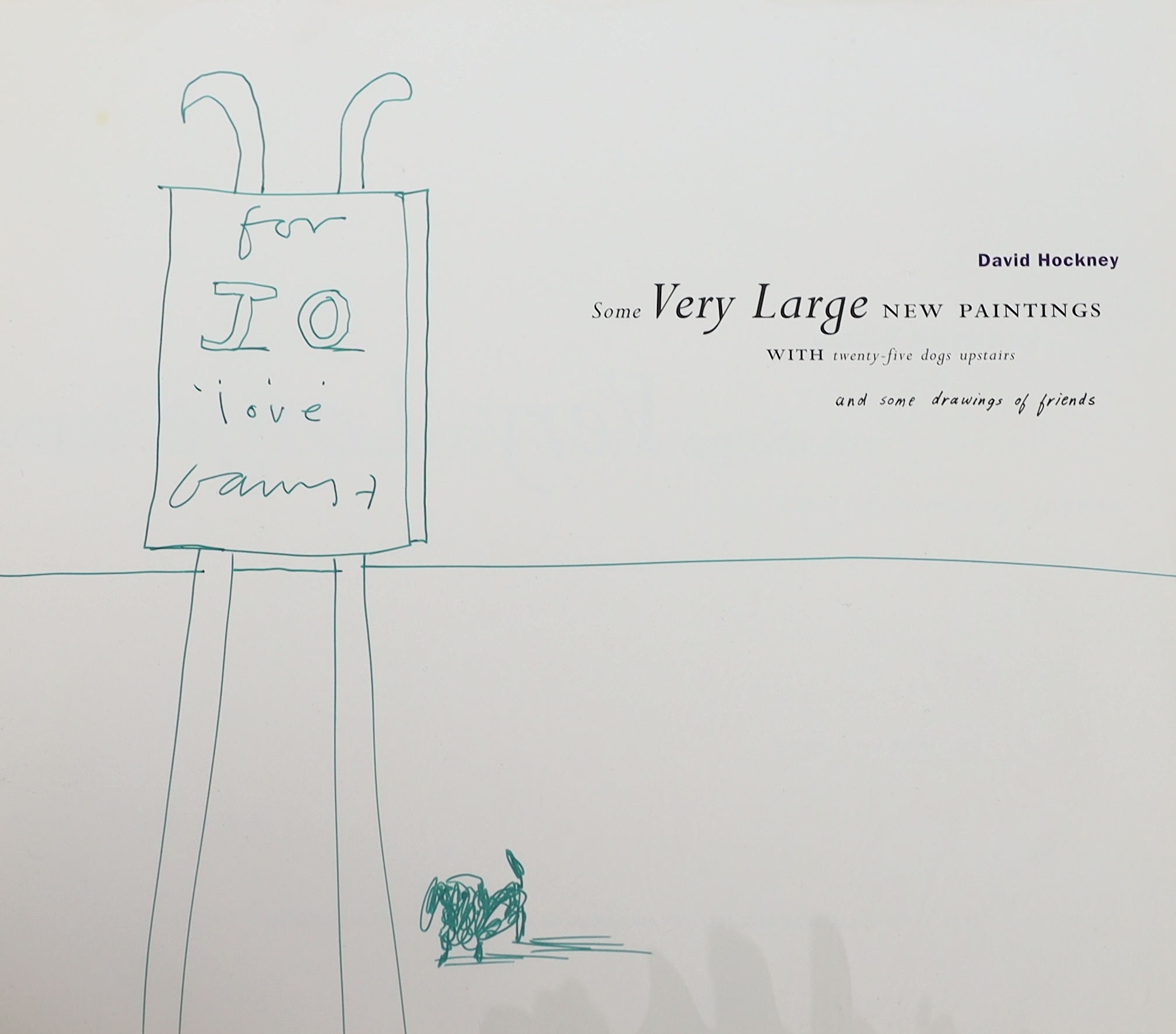 David Hockney (English, b.1937), 'Some very large new paintings with 25 dogs upstairs', Exhibition catalogue for L.A. Louver May 1995, overall 21.5 x 25.5cm
